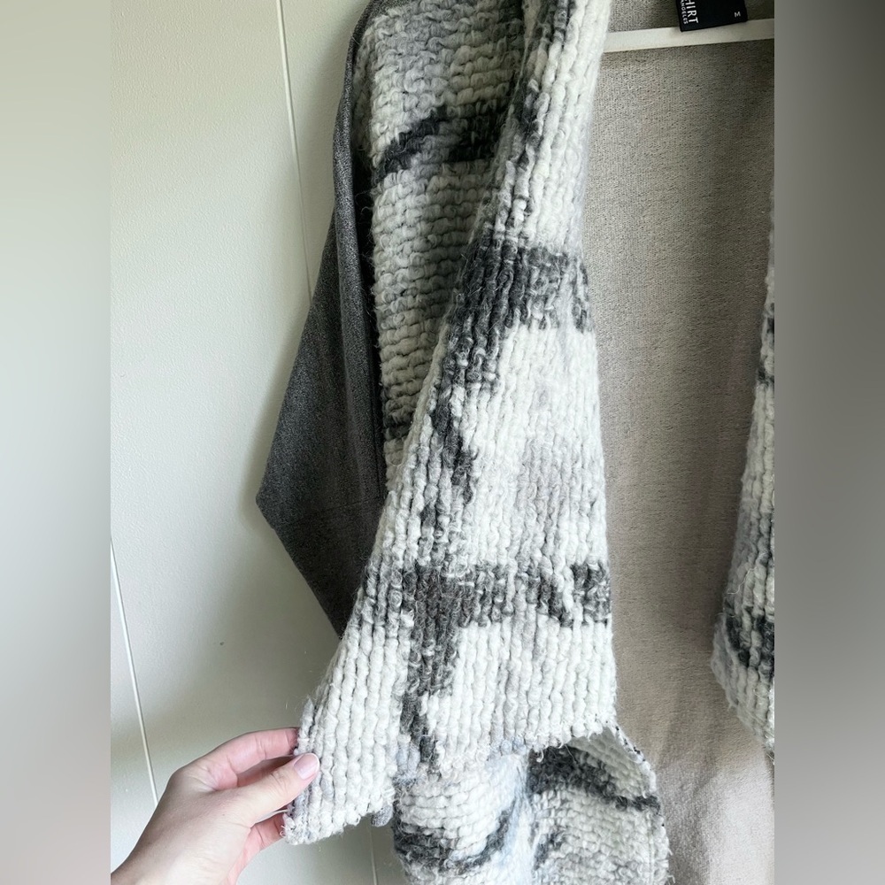 Anthropologie Dolan Nuage Open Mixed Knit Grey Beige Wool Mohair Cardigan Sz M - Picture 6 of 11